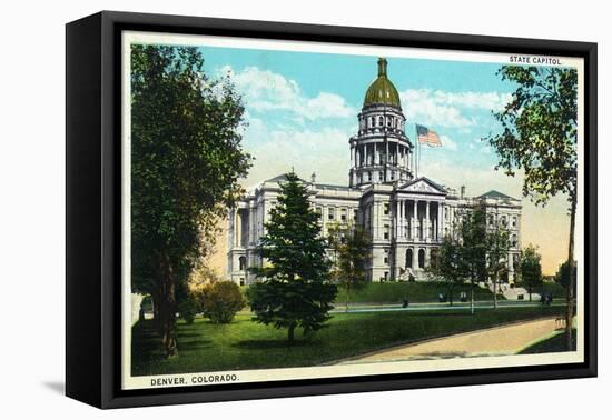 Denver, Colorado - Exterior View of the Capitol Building-Lantern Press-Framed Stretched Canvas