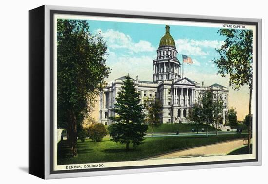 Denver, Colorado - Exterior View of the Capitol Building-Lantern Press-Framed Stretched Canvas