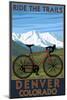 Denver, Colorado - Mountain Bike Scene-Lantern Press-Mounted Art Print