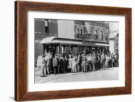 Denver, Colorado - Sightseeing Trolley with Crowd-Lantern Press-Framed Art Print