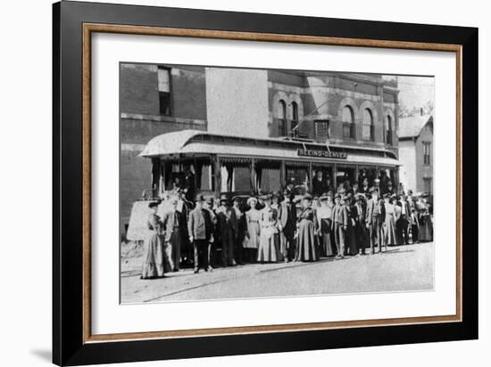 Denver, Colorado - Sightseeing Trolley with Crowd-Lantern Press-Framed Art Print