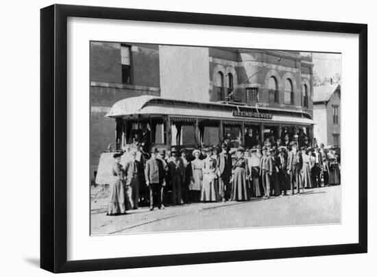 Denver, Colorado - Sightseeing Trolley with Crowd-Lantern Press-Framed Art Print