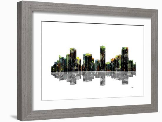 Denver Colorado Skyline BW 1-Marlene Watson-Framed Giclee Print