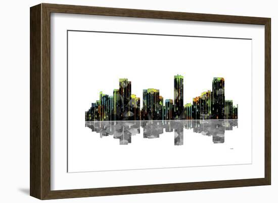 Denver Colorado Skyline BW 1-Marlene Watson-Framed Giclee Print