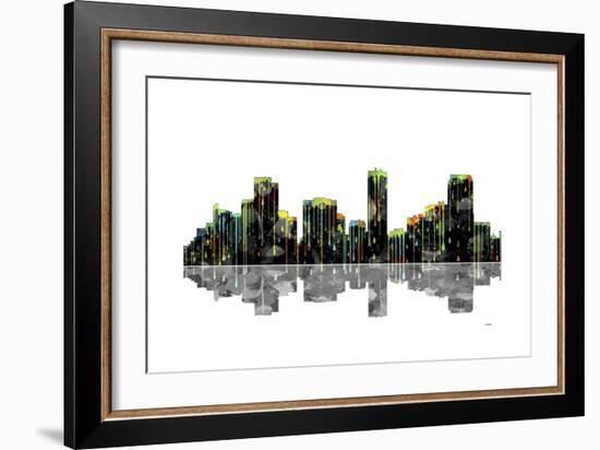 Denver Colorado Skyline BW 1-Marlene Watson-Framed Giclee Print