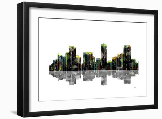 Denver Colorado Skyline BW 1-Marlene Watson-Framed Giclee Print