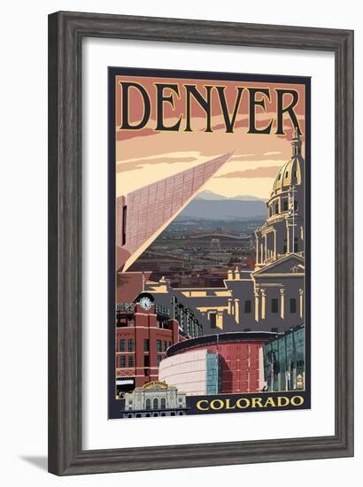 Denver, Colorado - Skyline View-Lantern Press-Framed Art Print