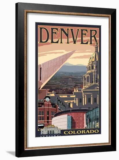 Denver, Colorado - Skyline View-Lantern Press-Framed Art Print