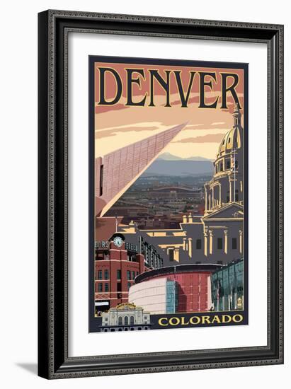 Denver, Colorado - Skyline View-Lantern Press-Framed Art Print