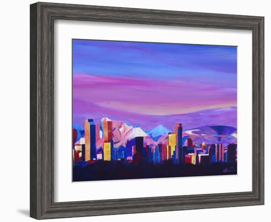 Denver Colorado Sunset Mood With Mountains-M Bleichner-Framed Art Print