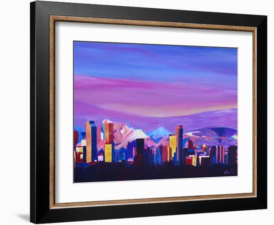 Denver Colorado Sunset Mood With Mountains-M Bleichner-Framed Art Print