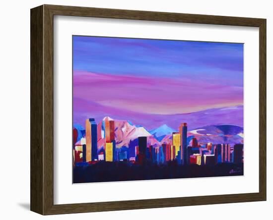 Denver Colorado Sunset Mood With Mountains-M Bleichner-Framed Art Print