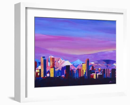 Denver Colorado Sunset Mood With Mountains-M Bleichner-Framed Art Print