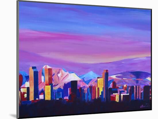 Denver Colorado Sunset Mood With Mountains-M Bleichner-Mounted Art Print