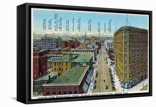 Denver, Colorado - View Down 17th Street Showing Brown Palace Hotel-Lantern Press-Framed Stretched Canvas