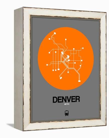 Denver Orange Subway Map-NaxArt-Framed Stretched Canvas