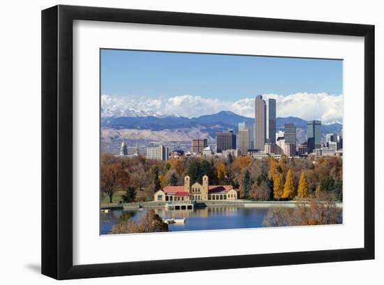 Denver Park Lake and Rockies-null-Framed Art Print