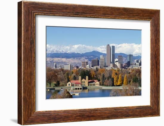 Denver Park Lake and Rockies-null-Framed Art Print