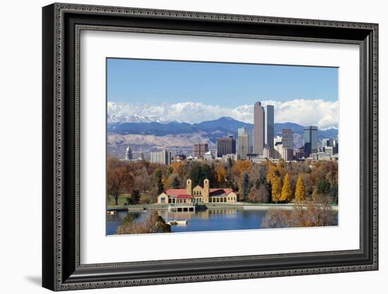 Denver Park Lake and Rockies-null-Framed Art Print