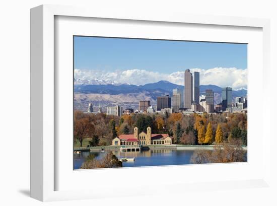 Denver Park Lake and Rockies-null-Framed Art Print