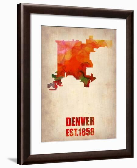 Denver Watercolor Map-NaxArt-Framed Art Print