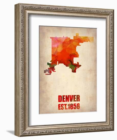 Denver Watercolor Map-NaxArt-Framed Art Print