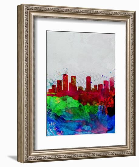 Denver Watercolor Skyline-NaxArt-Framed Art Print