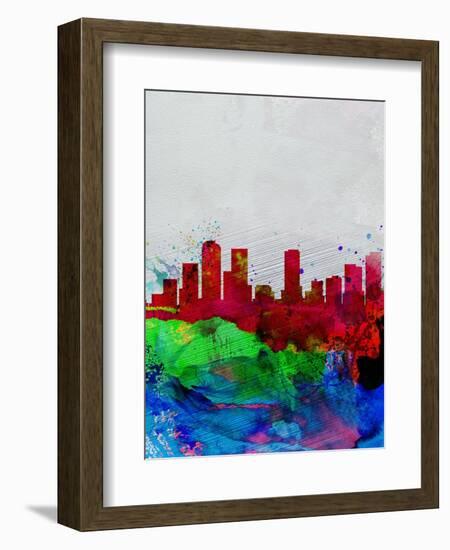 Denver Watercolor Skyline-NaxArt-Framed Art Print