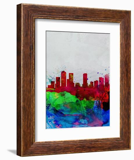 Denver Watercolor Skyline-NaxArt-Framed Art Print