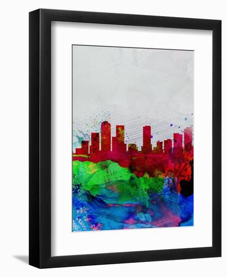 Denver Watercolor Skyline-NaxArt-Framed Art Print