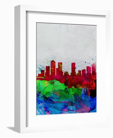 Denver Watercolor Skyline-NaxArt-Framed Art Print