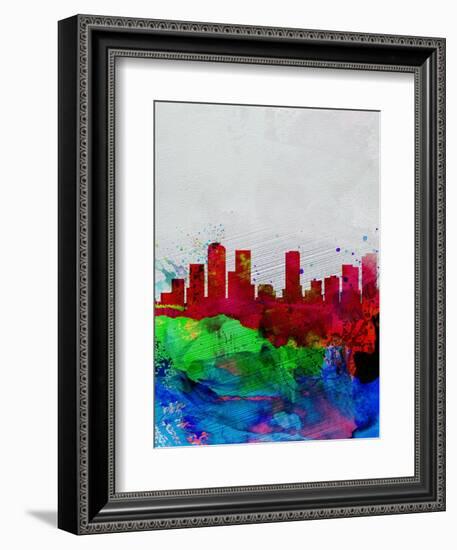 Denver Watercolor Skyline-NaxArt-Framed Art Print