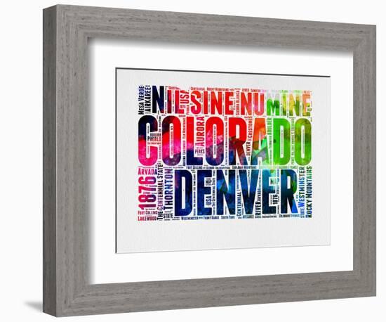 Denver Watercolor Word Cloud-NaxArt-Framed Art Print