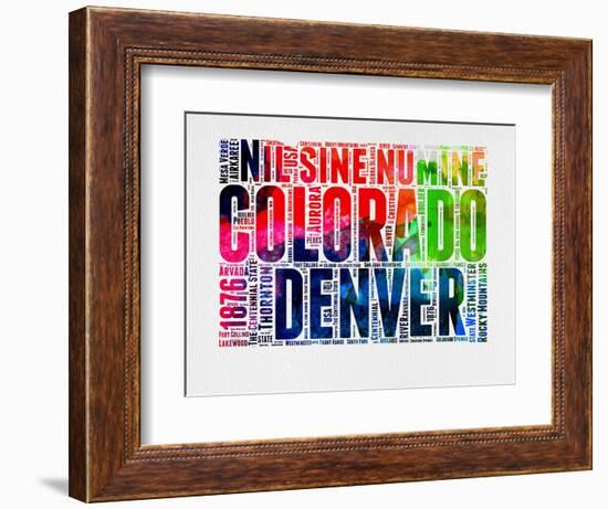 Denver Watercolor Word Cloud-NaxArt-Framed Art Print