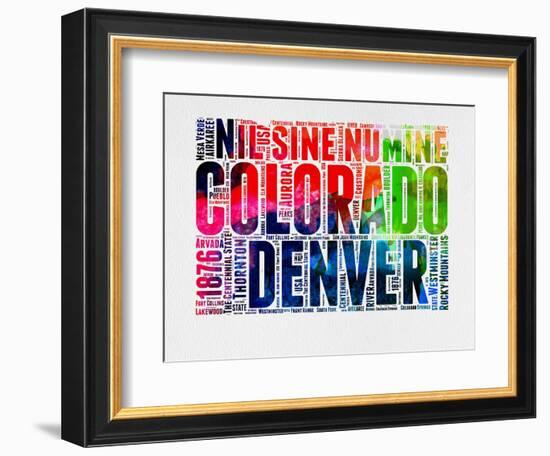 Denver Watercolor Word Cloud-NaxArt-Framed Art Print