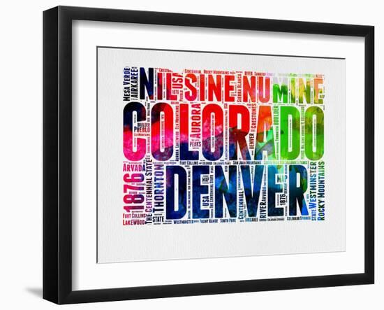 Denver Watercolor Word Cloud-NaxArt-Framed Art Print