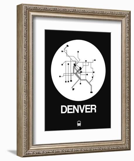 Denver White Subway Map-NaxArt-Framed Premium Giclee Print
