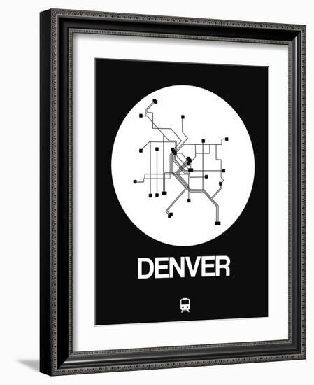 Denver White Subway Map-NaxArt-Framed Art Print