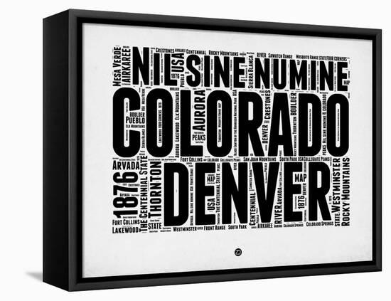 Denver Word Cloud 2-NaxArt-Framed Stretched Canvas