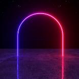 Arched energy portal neon gradient hologram led laser.-Denys Kroitor-Premium Giclee Print