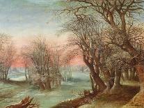 A Winter Landscape with Travellers on a Path-Denys van Alsloot-Premier Image Canvas