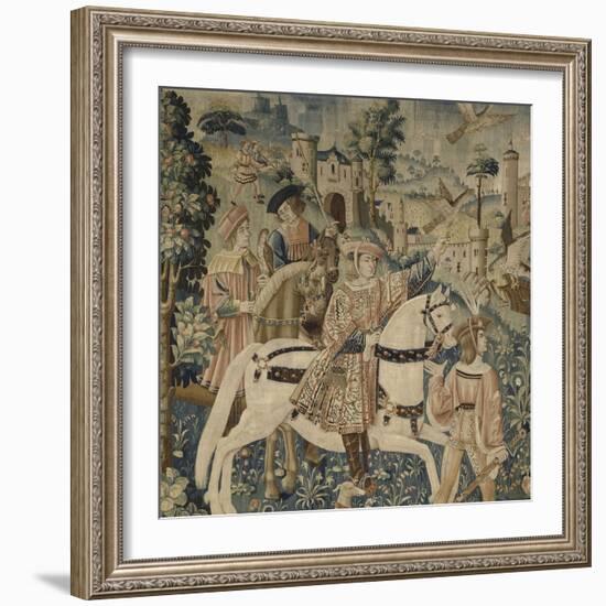 Départ pour la chasse au faucon, à cheval-null-Framed Giclee Print