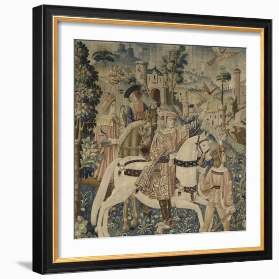 Départ pour la chasse au faucon, à cheval-null-Framed Giclee Print