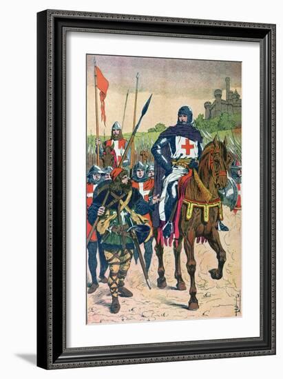 Departing for the Crusades, Illustration from "Histoire De France" by Jules Michelet circa 1900-Louis Bombled-Framed Giclee Print