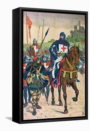 Departing for the Crusades, Illustration from "Histoire De France" by Jules Michelet circa 1900-Louis Bombled-Framed Premier Image Canvas