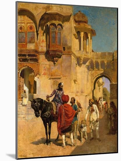 Departure for the Hunt in the Forecourt of a Palace of Jodhpore, C.1898-1900 (Oil on Canvas)-Edwin Lord Weeks-Mounted Giclee Print