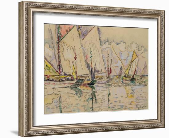 Departure of Tuna Boats at Groix (W/C on Paper)-Paul Signac-Framed Giclee Print