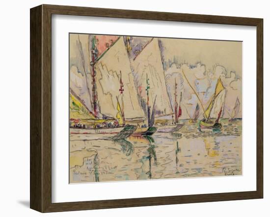 Departure of Tuna Boats at Groix (W/C on Paper)-Paul Signac-Framed Giclee Print