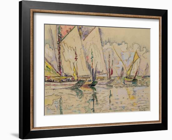 Departure of Tuna Boats at Groix (W/C on Paper)-Paul Signac-Framed Giclee Print