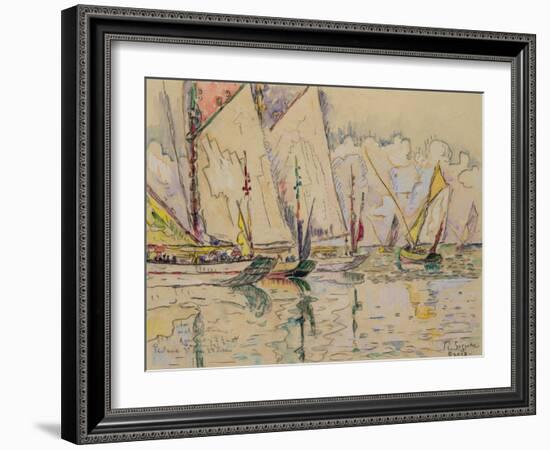 Departure of Tuna Boats at Groix (W/C on Paper)-Paul Signac-Framed Giclee Print